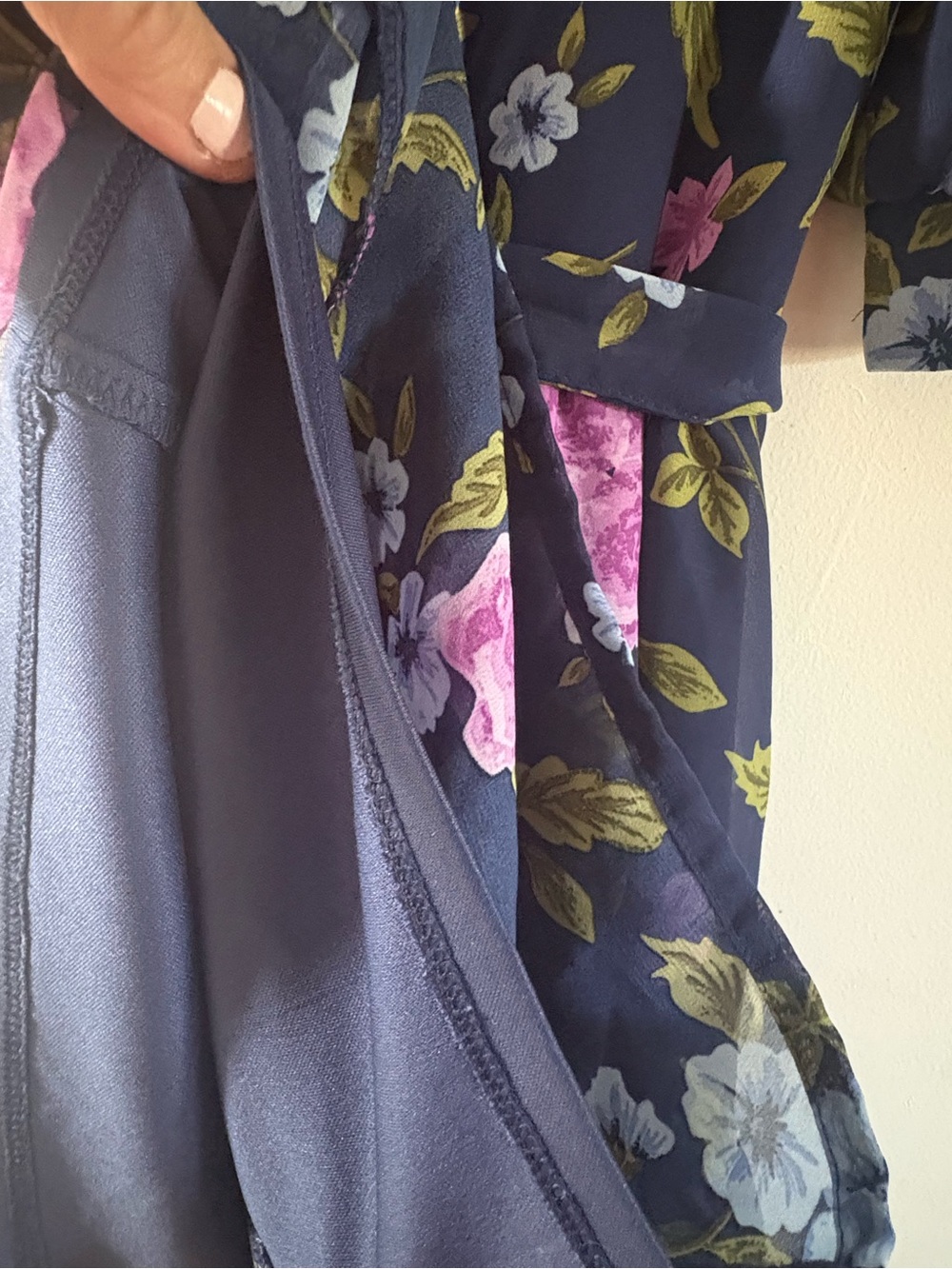 Zac Posen Navy Floral Midi Dress with Pink and Light Blue Blooms - Picture 5 of 8